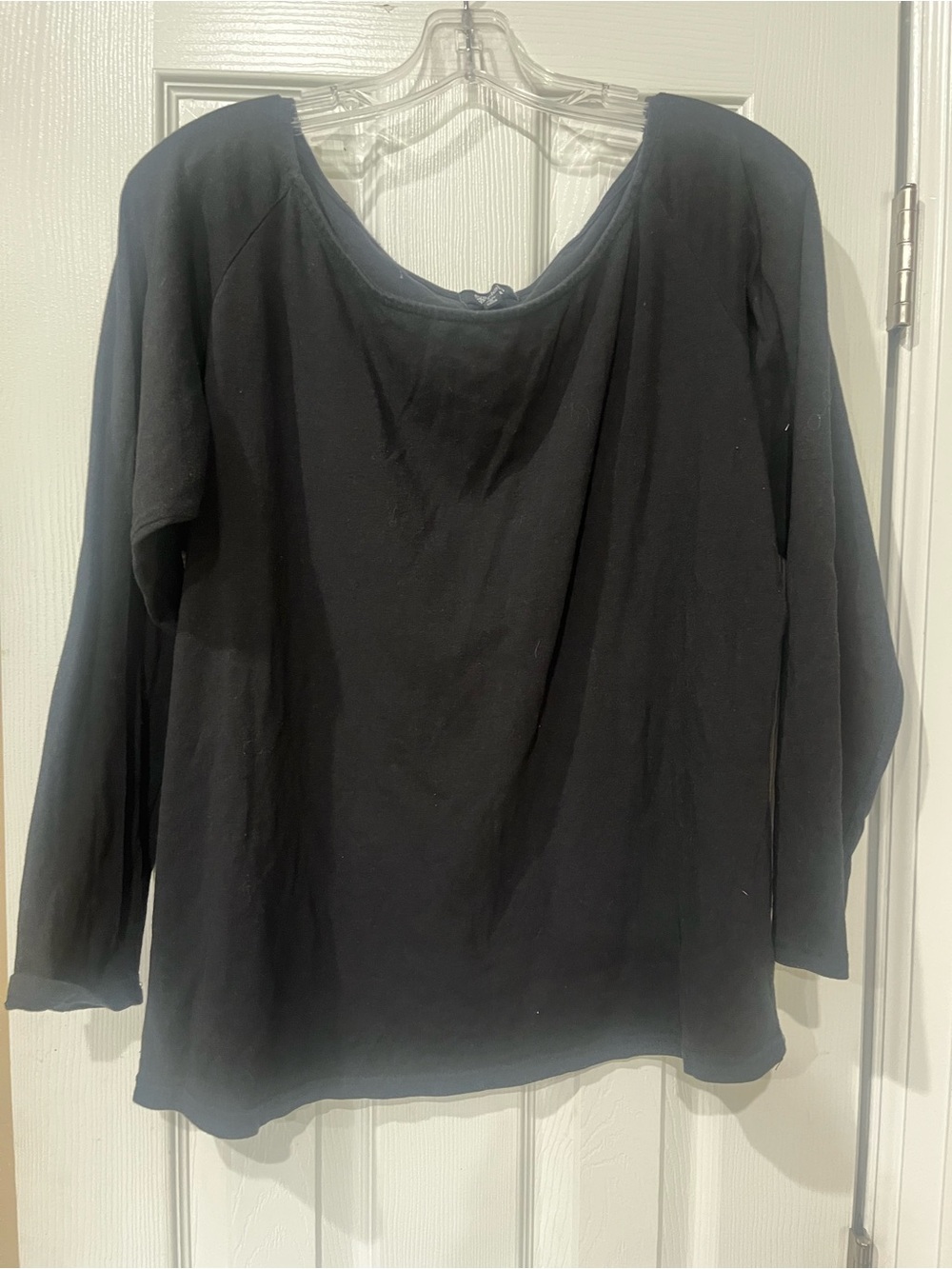 Deb Black Long-Sleeve Scoop Neck Top